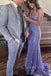 elegant purple sequins mermaid prom dress sparkly long evening gown