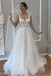 Elegant Straps Beaded Appliques A Line Backless Wedding Dresses PW566