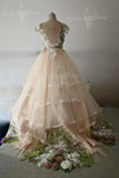Fairy Ball Gown Tulle Wedding Dresses 3D Floral Quinceanera Dress PW598