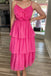 Fuchsia Pleated Layered Chiffon Bow Prom Dress A-line Homecoming Dress GP686