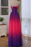 Beads Sweetheart Fuchsia Pink Ombre Chiffon Prom Dress, Long Formal Gown GP649