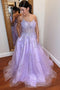 Charm Tulle Long Prom Dresses With Lace Appliqu¡§|s, Lilac Formal Dress GP628