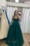 Hunter Green Long Prom Dress A-line Appliques Plus Size Party Gown GP813