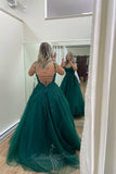 Hunter Green Long Prom Dress A-line Appliques Plus Size Party Gown GP813