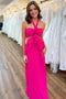 Halter Cut Out Ruffle Chiffon Hot Pink Long Prom Evening Dress GP684