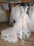 gorgeous lace tulle wedding dresses 3d floral ball gown bridal dress