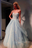 charming princess lace blue tulle prom dresses sweetheart ball gown evening dresses