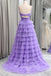 straps keyhole purple tulle layered prom dresses princess long formal gown