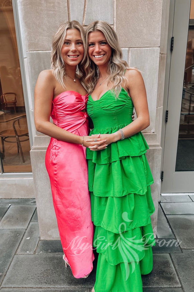 green cup strappy tiered chiffon maxi dress preppy long prom dress