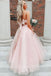 pink bowknot back a line long prom dress elegant pink evening dress