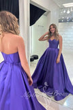 Strapless A-Line Purple Long Prom Dress Satin Formal Gown GP826
