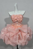 Floral Light Blue Strapless A-Line Short Homecoming Dress With Ruffles GM743