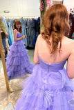 Strapless A-line Tulle Layered Prom Dress Lavender Evening Dress GP835