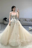 Sweetheart Floral Appliqué Ball Gown Dress, Tulle A-Line Prom Dress GP841