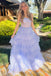 Lavender Sequin Tiered Tulle Long Prom Dress Princess Formal Dress GP678