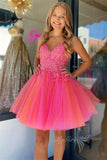 Lovely Pink Short Prom Dress V Neck Sweet 15 Party Puffy Skirt Homecoming Dress GM636