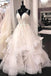 luxurious princess long tulle lace backless tiered wedding dress
