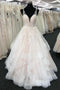 Luxurious Princess Long Tulle Lace Backless Tiered Wedding Dress PW545