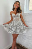 Sequins Grey Party Dresses Homecoming Dresses with Appliques GM717