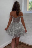 Sequins Grey Party Dresses Homecoming Dresses with Appliques GM717