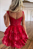 Off the shoulder Red Homecoming Dresses with Sequins Appliques GM716