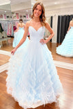 Sweetheart Lilac Tulle Long Prom Dress Layered Evening Dress with Pleated GP754