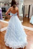 Sweetheart Lilac Tulle Long Prom Dress Layered Evening Dress with Pleated GP754