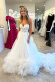 Elegant A-line Sweetheart Evening Dress, Ruffles Red Tulle Long Prom Dress GP716