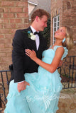 Straps Sweetheart A-Line Prom Dress Sky Blue Tulle Formal Dress with Ruffles GP766