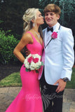 Sweetheart Hot Pink A-line Prom Dress Mermaid Backless Formal Dress GP781