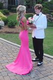 Sweetheart Hot Pink Prom Dress Mermaid Backless Formal Dress GP781