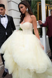 Tulle Princess Ball Gown Yellow Prom Formal Dresses with Layered GP788