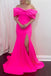 Off Shoulder Satin Bowknot Mermaid Prom Dress, Slit Long Formal Gown GP688