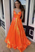orange sparkly a line prom dress sequined long formal dress