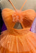 Orange Tulle Short Homecoming Dress With Keyhole Tiered Skirt Dress