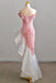 Shiny Off Shoulder Pink Mermaid Prom Dress With Ruffle, Sequin Formal Dress GP690