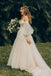 princess boho a line tulle wedding dresses with appliques puff sleeves bridal gown
