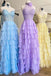 princess chiffon long prom dresses with lace bodice and ruffle skirt