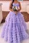 Princess Lavender Tulle Prom Dresses with Beading, Tiered Formal Gown GP661
