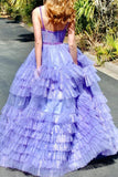 Princess Lavender Tulle Prom Dresses with Beading, Tiered Formal Gown GP661