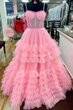 Princess Lavender Tulle Prom Dresses with Beading, Tiered Formal Gown GP661