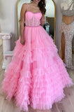 Princess Lavender Tulle Prom Dresses with Beading, Tiered Formal Gown GP661