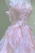 Princess Strapless Long Ball Gown Pink Ruffle Prom Dress, Organza Formal Gown GP677