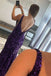 Purple Sequined Deep V Neck Mermaid Prom Dress, Glitter Formal Gown GP693