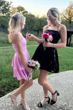 Ruched Strapless Ruffle Pink Tiered Chiffon A-line Homecoming Dress GM726