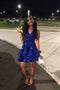 Sequin Royal Blue A Line Homecoming Dress Short Layered Party Dresses GM686