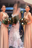 Simple Long Bridesmaid Dresses A-line Wedding Guest Dress With Split PB74