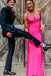 Spaghetti Straps Hot Pink Sheath Long Prom Dresses,Tight Evening Gowns GP660