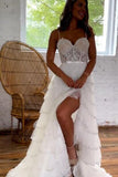 spaghetti straps ivory layered tulle prom dress with bead princess formal gown