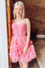 Sparkly A Line Corset Bodice Tulle Short Homecoming Dresses, Pink Sweet 16 Dress GM674